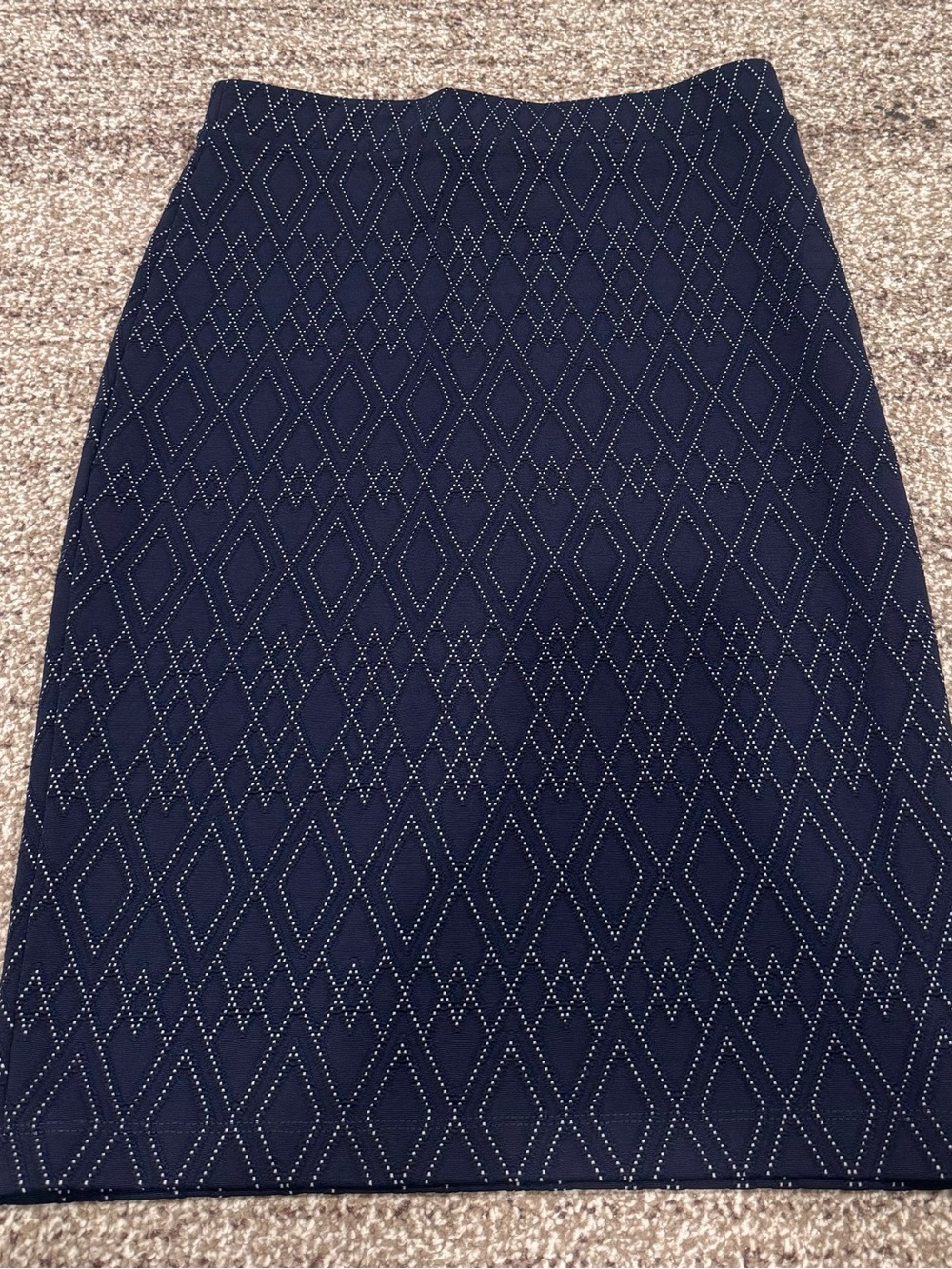 Leota Navy Diamond-Print Pencil Skirt